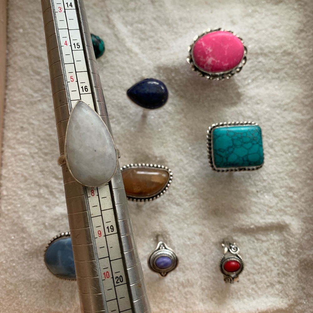 Size 7 milky quartz teardrop ring
